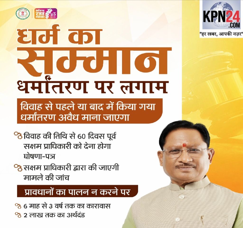 धर्मांतरण पर कड़ा शिकंजा: छत्तीसगढ़ विधानसभा में ‘धर्म स्वातंत्र्य विधेयक-2026’ पारित